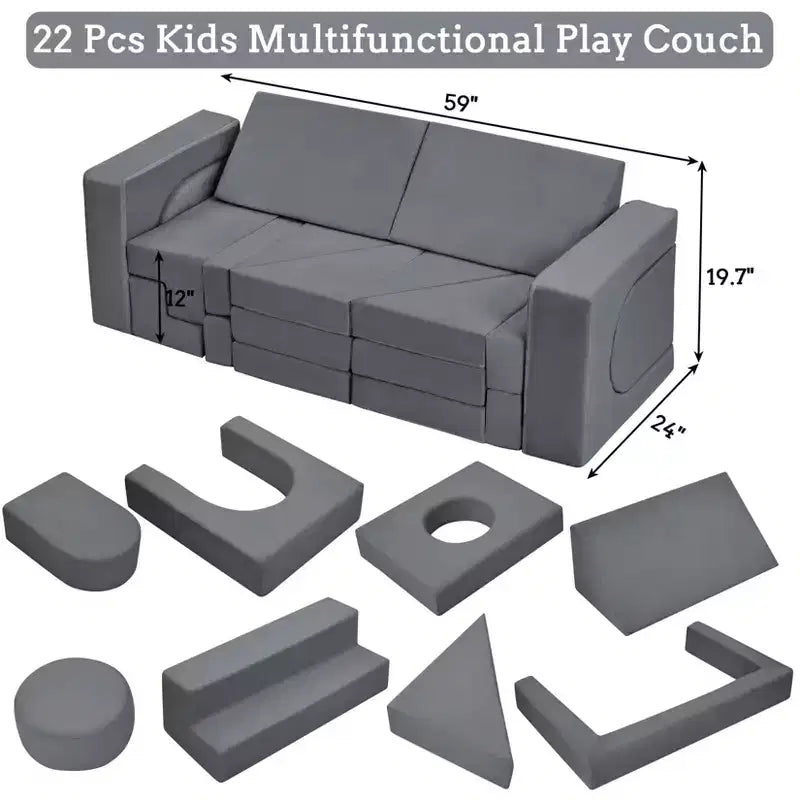 Divano da Gioco Modulare per Bambini, Set di Mobili Componibili a 22 Pezzi per Bambini, Mobili Creativi per Sala Giochi per Bambini