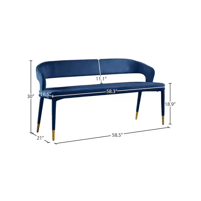 Meridian Furniture, Panca Destiny in velluto blu navy