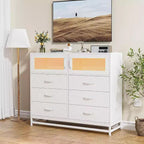 Acekool Cassettiera a 6 cassetti con mobiletto a 2 ante, Comò alto con stazione di ricarica, Mobile contenitore moderno per camera da letto, soggiorno, ingresso, ripostiglio