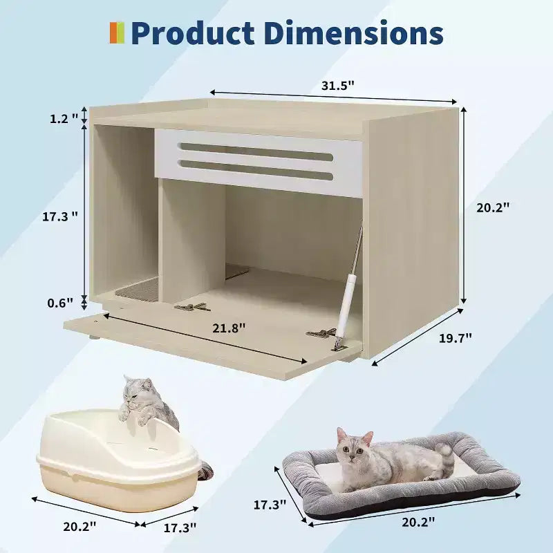 Mobile Lettiera per Gatti con Pannello Ventilato, Mobile Copri Lettiera Nascosta con Sportello a Scomparsa, Casetta per Gatti da Interno in Legno