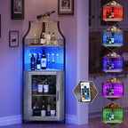Mobile angolare da bar, mobile da vino industriale con ripiano regolabile, mobile per liquori a 5 livelli, mobile da bar per la casa, vetrina angolare