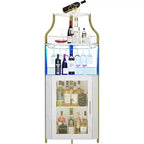 Mobile angolare da bar, mobile da vino industriale con ripiano regolabile, mobile per liquori a 5 livelli, mobile da bar per la casa, vetrina angolare