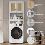 Mobile Contenitore Sopra il WC Alto 160 cm, Mobiletto Bagno Stile Rustico con Ripiano Regolabile, Scaffale Salvaspazio per Bagno Lavanderia