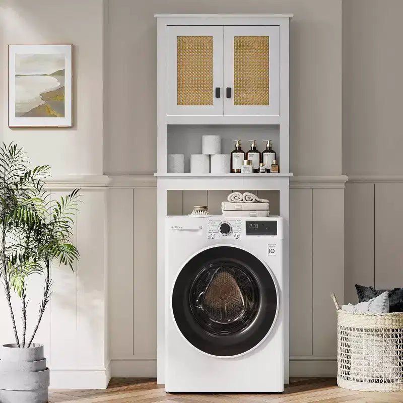 Mobile Contenitore Sopra il WC Alto 160 cm, Mobiletto Bagno Stile Rustico con Ripiano Regolabile, Scaffale Salvaspazio per Bagno Lavanderia