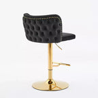 CLIHOME Set di 2 Sgabelli da Bar Girevoli Regolabili in Altezza con Base Dorata, Sgabelli da Bar Classici Rivestiti in Velluto