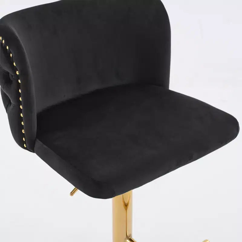CLIHOME Set di 2 Sgabelli da Bar Girevoli Regolabili in Altezza con Base Dorata, Sgabelli da Bar Classici Rivestiti in Velluto