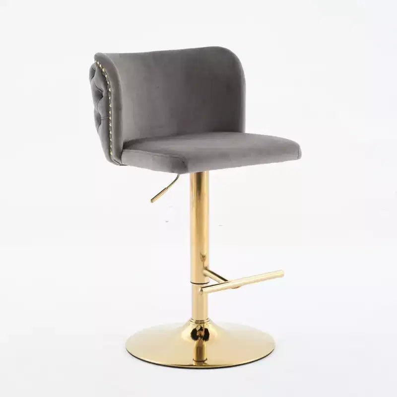 CLIHOME Set di 2 Sgabelli da Bar Girevoli Regolabili in Altezza con Base Dorata, Sgabelli da Bar Classici Rivestiti in Velluto