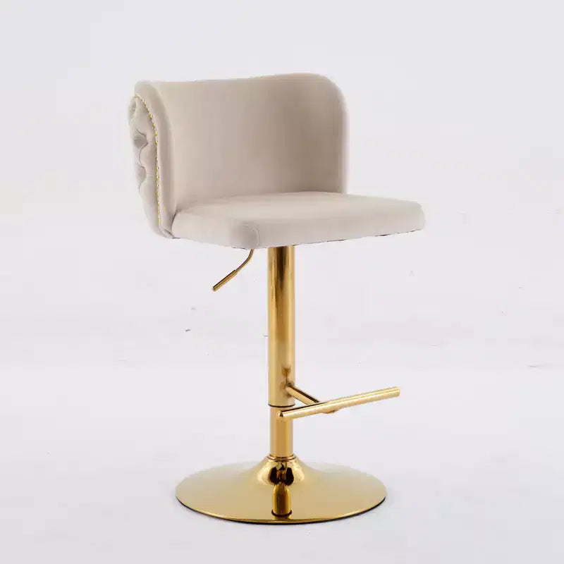 CLIHOME Set di 2 Sgabelli da Bar Girevoli Regolabili in Altezza con Base Dorata, Sgabelli da Bar Classici Rivestiti in Velluto