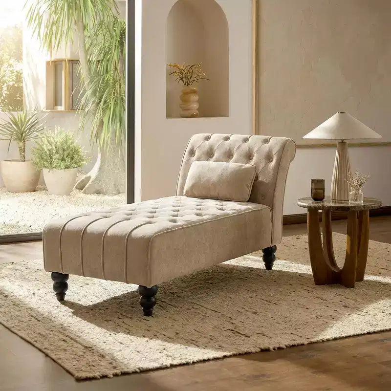 Christopher Knight Home Stroup Modern Glam Upholstered Chaise Lounge with Button-Tufted Diamond Stitch