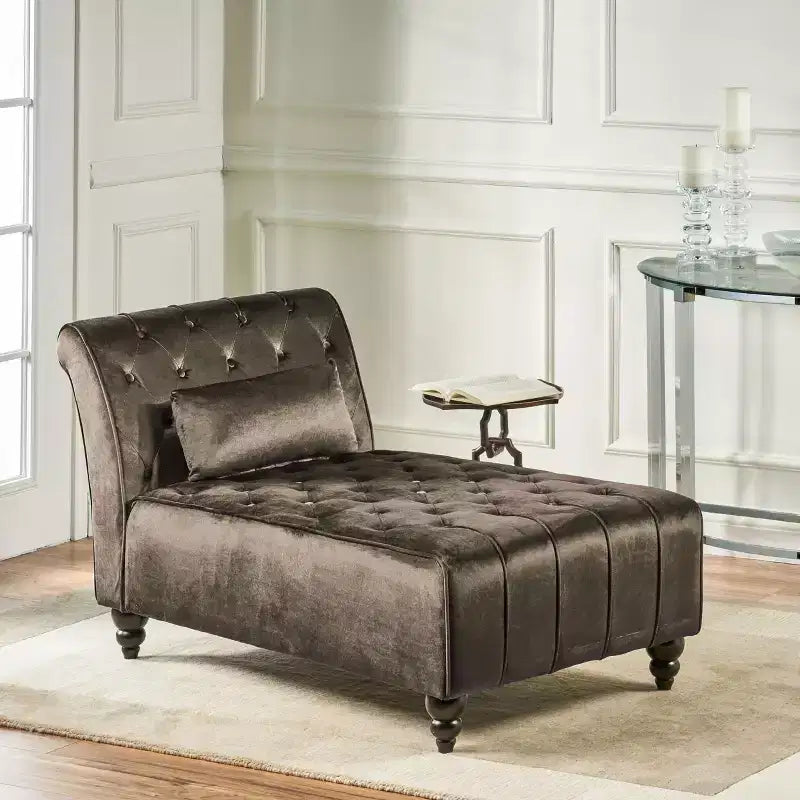 Christopher Knight Home Stroup Moderna chaise longue imbottita Glam con cuciture a rombi e bottoni a vista