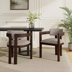 Christopher Knight Home Barbara Mid-Century Modern Rubberwood Boucle Upholstered Dining Chair with Curved Back (Set of 2)