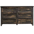 Okak Farmhouse 6/8-Drawer Dresser, Wide Storage Cabinet with Metal Handles, Wooden Dressers for Bedroom Closet, Dark Oak