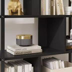 Libreria in Rattan, alta 71,1, scaffale industriale a 5 ripiani con mobiletto e anta, mensole a vista, struttura in metallo, scaffale in stile rustico/boho