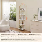 VEVOR Scaffale a Scala, Libreria a 5 Ripiani 39,6x30 cm, Scaffale a Scala Aperto a Parete con Telaio in Metallo, Porta Oggetti, Oro Bianco