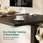 Scrivania elettrica ergonomica ad altezza regolabile con struttura in metallo a T e memorie preimpostate Postazione di lavoro moderna per computer 55.10x23.60x46.60-Nero