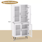 Dispensa da cucina Costway con ante scanalate traslucide e ripiano regolabile