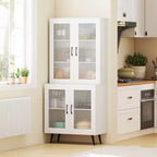 Dispensa da cucina Costway con ante scanalate traslucide e ripiano regolabile