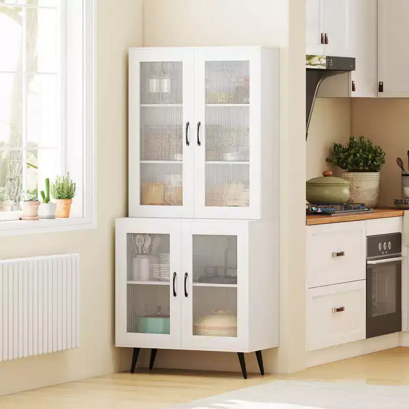 Dispensa da cucina Costway con ante scanalate traslucide e ripiano regolabile