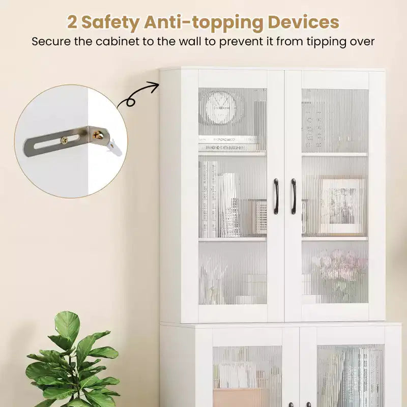 Dispensa da cucina Costway con ante scanalate traslucide e ripiano regolabile