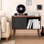 Mobile per Giradischi con Portadischi in Vinile, Tavolino per Giradischi con Capacità Fino a 300 Album, Supporto per Giradischi con Stazione di Ricarica per Soggiorno Camera da Letto