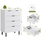 Cassettiera a 5 cassetti scanalata per camera da letto, cassettiera moderna in legno con cassetti ampi, organizer per armadio con dispositivo antiribaltamento