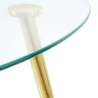 Okak Tavolo da Pranzo Rotondo Moderno con Piano in Vetro Temperato e Gambe Metalliche Spray per Sala da Pranzo, Oro
