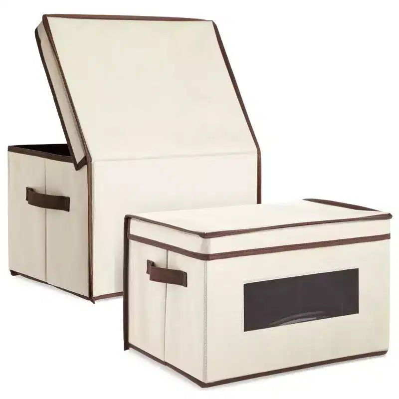 Set da 3 Contenitori Portaoggetti Pieghevoli in Tessuto, Cestini e Organizer con Maniglie, Cesti e Scatole per Organizzazione - 41,2 x 30,5 x 25,4 cm