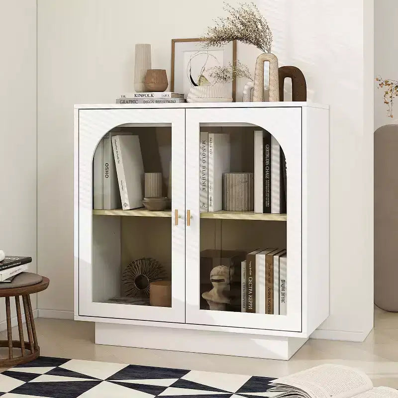 Okak Mobile Contenitore Moderno, Credenza a Buffet con 2 Ante in Acrilico, Consolle per Cucina Soggiorno Ingresso Studio