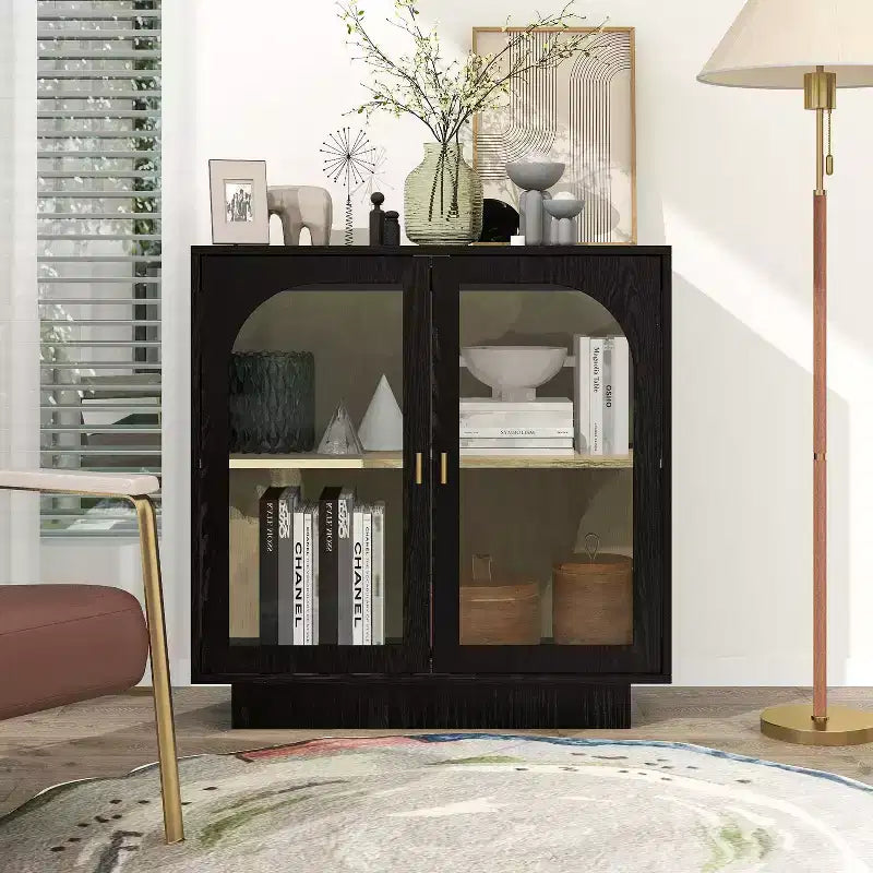 Okak Modern Storage Cabinet, Sideboard Buffet with 2 Acrylic Doors, Console Table for Kitchen Living Room Entryway Study