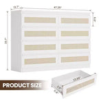 Cassettiera grande a 8 cassetti per camera da letto, cassettiera moderna in rattan stile rustico, cassettiera sottile in legno
