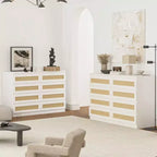Cassettiera grande a 8 cassetti per camera da letto, cassettiera moderna in rattan stile rustico, cassettiera sottile in legno