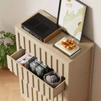 Cassettiera alta scanalata a 5 cassetti - Design senza maniglie con contenitori profondi per camera da letto e soggiorno