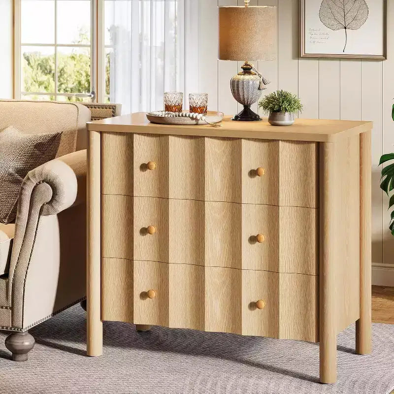 Comodino Lantine da 31,5 Pollici con 3 Cassetti, Comodino Grande Moderno, Comodino Extra-Large, Tavolino per Camera da Letto, Soggiorno