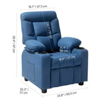 VEVOR Poltrona Reclinabile per Bambini, Recliner per Bambini con Portabicchieri e Tasche, Schienale Regolabile da 107 a 126, Tessuto in Poliestere Traspirante, Blu
