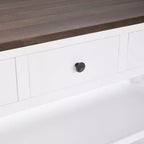 44Tavolo Console con Due Ripiani Aperti, Struttura e Gambe in Legno Massello di Pino per Soggiorno, Marrone e Bianco
