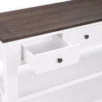 44Tavolo Console con Due Ripiani Aperti, Struttura e Gambe in Legno Massello di Pino per Soggiorno, Marrone e Bianco