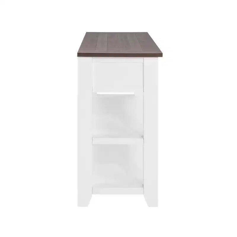 44Tavolo Console con Due Ripiani Aperti, Struttura e Gambe in Legno Massello di Pino per Soggiorno, Marrone e Bianco