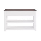 44Tavolo Console con Due Ripiani Aperti, Struttura e Gambe in Legno Massello di Pino per Soggiorno, Marrone e Bianco