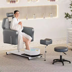 Poltrona da pedicure FinerFurnis, elegante vasca per pedicure con poggiapiedi regolabile e poggiatesta telescopico, schienale reclinabile fino a 130, senza impianto idraulico