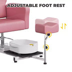Poltrona da pedicure FinerFurnis, elegante vasca per pedicure con poggiapiedi regolabile e poggiatesta telescopico, schienale reclinabile fino a 130, senza impianto idraulico