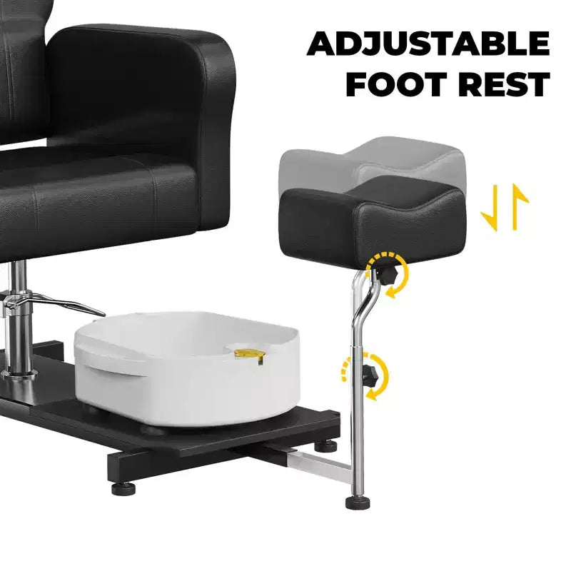 Poltrona da pedicure FinerFurnis, elegante vasca per pedicure con poggiapiedi regolabile e poggiatesta telescopico, schienale reclinabile fino a 130, senza impianto idraulico