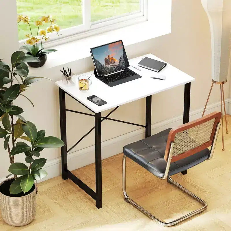 JIONJOY 32 Piccola Scrivania per Computer - Tavolo da Scrittura per Ufficio Domestico Rinforzato a Forma di X, Stile Moderno Semplice