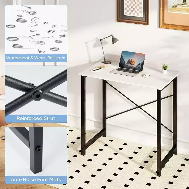 JIONJOY 32 Piccola Scrivania per Computer - Tavolo da Scrittura per Ufficio Domestico Rinforzato a Forma di X, Stile Moderno Semplice