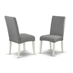 HomeStock Belmont Tavolo Rotondo 5 Pezzi 36 E 4 Sedie Parson Con Gambe Finitura Bianco Lino E Tessuto Lino - Colore Grigio