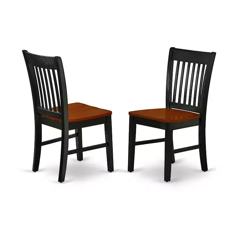 HomeStock Belmont Set Tavolo da Cucina 3 Pezzi, Tavolo da Cucina Piccolo, 2 Sedie da Pranzo in Legno, Seduta in Legno Massello, Schienale a Doghe, Nero, Finitura Ciliegio