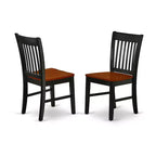 HomeStock Belmont Set Tavolo da Cucina 3 Pezzi, Tavolo da Cucina Piccolo, 2 Sedie da Pranzo in Legno, Seduta in Legno Massello, Schienale a Doghe, Nero, Finitura Ciliegio