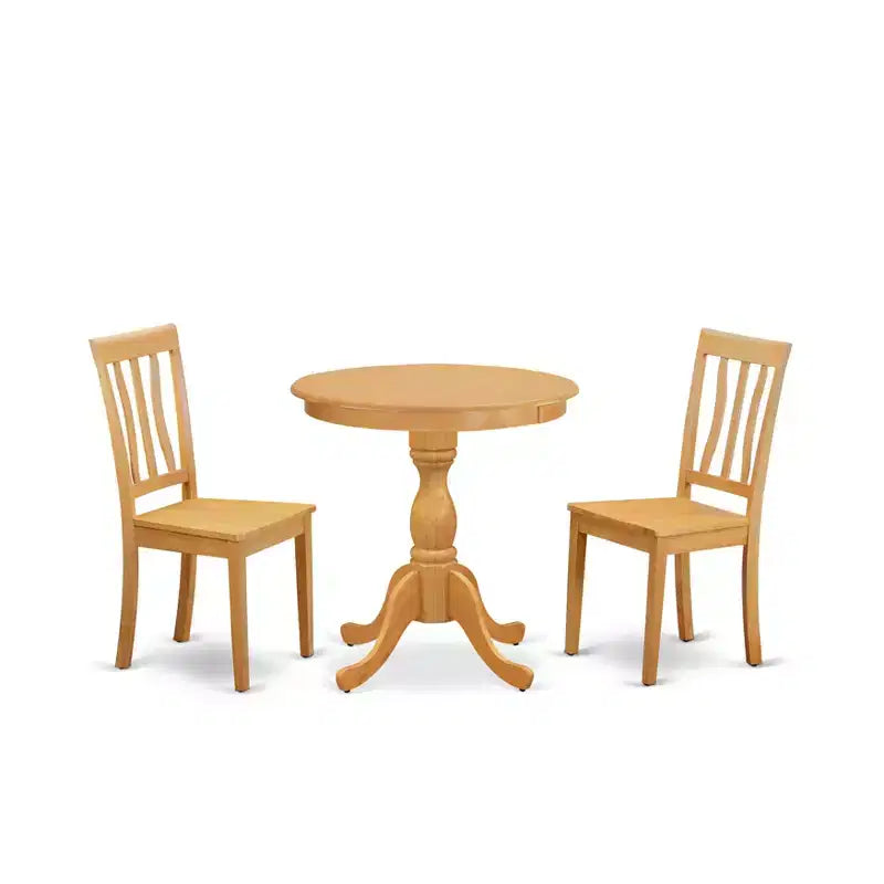 Set sala da pranzo moderno HomeStock Belmont 3 pezzi - 2 sedie da sala da pranzo e 1 tavolo da sala da pranzo (finitura rovere)