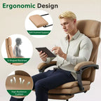 Sedia da ufficio direzionale in pelle GALAXHERO con poggiapiedi, sedia da scrivania ergonomica per carichi pesanti con schienale alto, grande e alta con supporto lombare