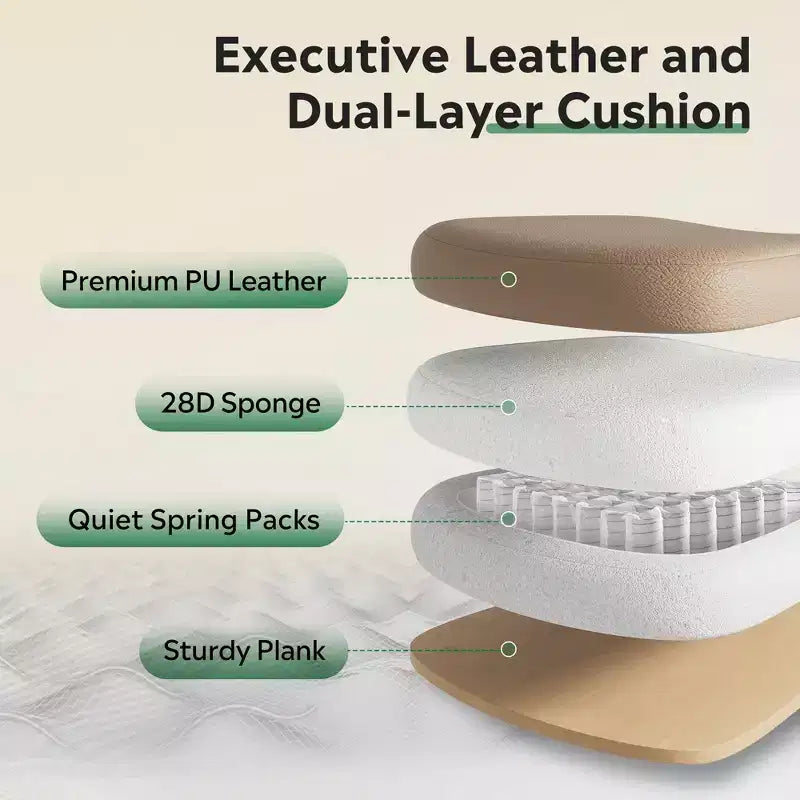 Sedia da ufficio direzionale in pelle GALAXHERO con poggiapiedi, sedia da scrivania ergonomica per carichi pesanti con schienale alto, grande e alta con supporto lombare