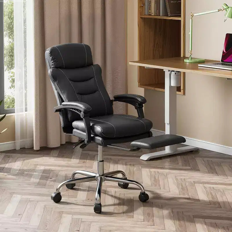 Sedia da ufficio direzionale in pelle GALAXHERO con poggiapiedi, sedia da scrivania ergonomica per carichi pesanti con schienale alto, grande e alta con supporto lombare